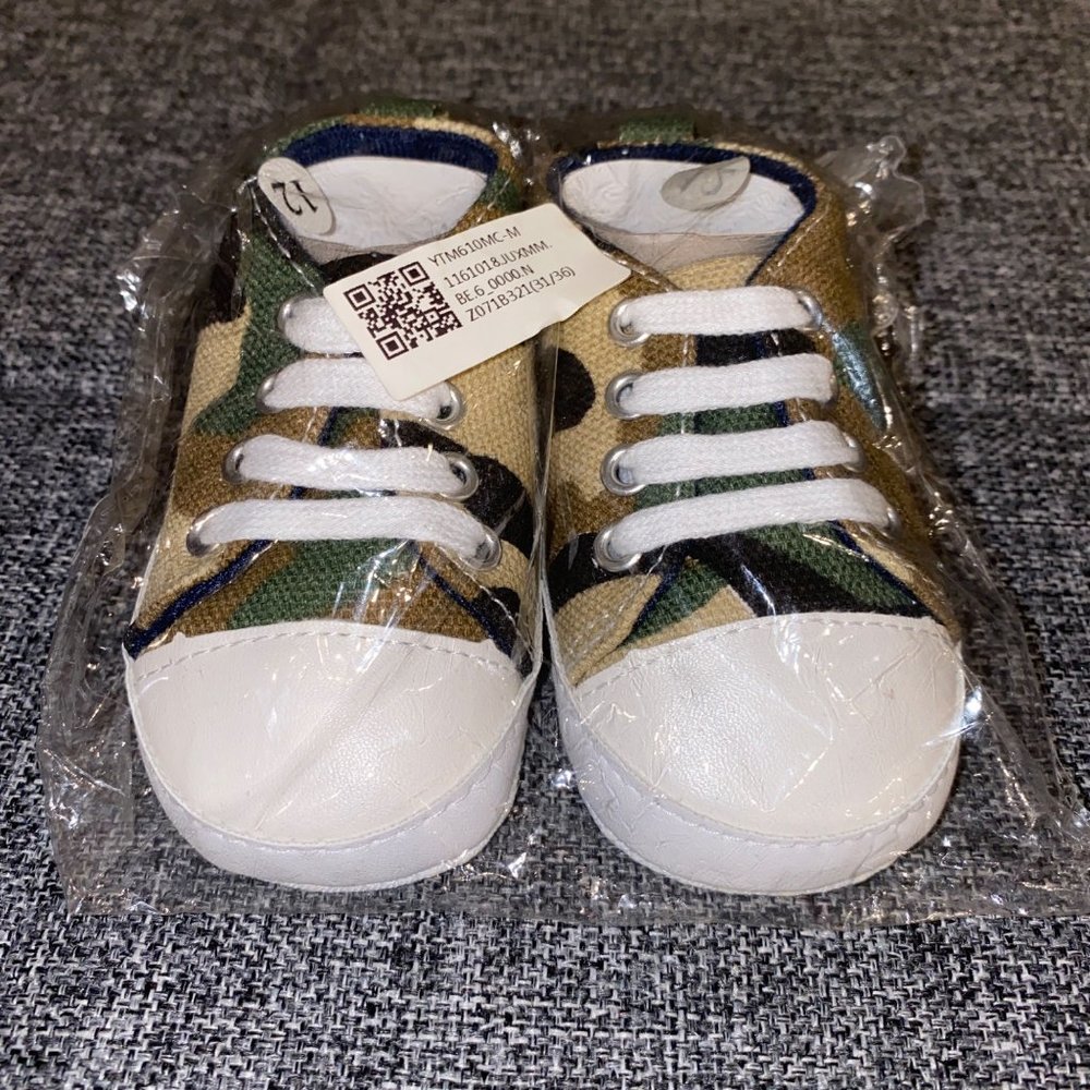 Baby Crib Shoes Camouflage Green 12 months Infant Soft Army 12 cm 4 5